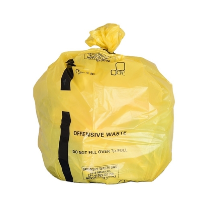 병원 및 클리닉에 맞게 맞춤 인쇄 된 두꺼운 노란색 HDPE 의료 폐기물 봉지