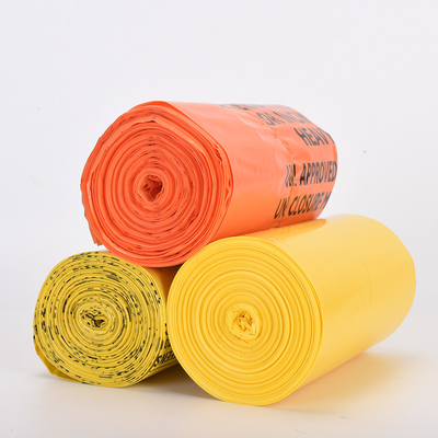 병원 및 클리닉에 맞게 맞춤 인쇄 된 두꺼운 노란색 HDPE 의료 폐기물 봉지
