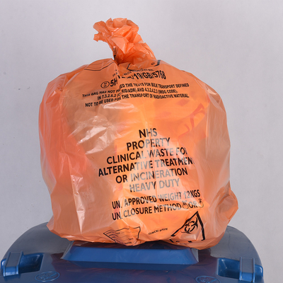 병원 및 클리닉에 맞게 맞춤 인쇄 된 두꺼운 노란색 HDPE 의료 폐기물 봉지