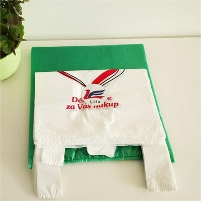 슈퍼마켓 쇼핑용 HDPE 플라스틱 검은 티셔츠 가방